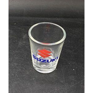 Suzuki Motorcycles Logo Clear Shot Glass Vintage READ